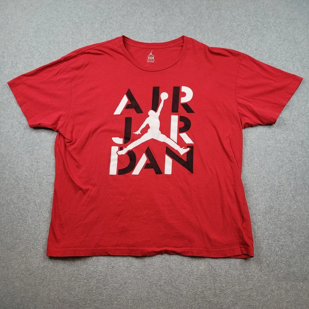 Jordan T-Shirt Mens XXL‎ Red Jumpman Air Graphic Short Sleeve Cotton Tee